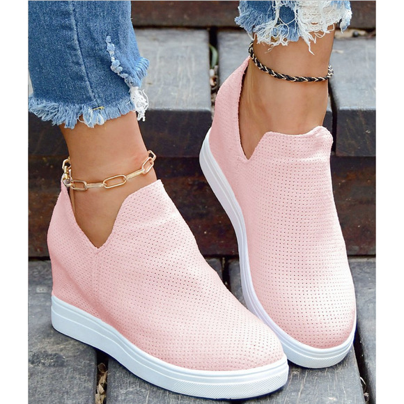 Yasirun Pink Slip On Wedge Sneaker Size 42 US Size 9 New Without‎ Box - Picture 1 of 8